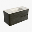 Mondiaz CIRO-DLUX Meuble de salle de bains - 100x45x50cm - Plan vasque Solid surface Ostra - 1 vasque au milieu - 1 trou de robinetterie - 2 tiroirs - Shadow SW1532454