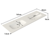 Saniclass Flow Meubelwastafel - 141x46x1.2cm - overloop - 2 wasbakken - 2 kraangaten - solid surface wit mat SW1174117