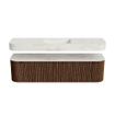 MONDIAZ THOR-DLUX 170cm badmeubel ronding links + rechts kleur Walnut met 1 lade en 2 deuren. Vrijhangende wastafel CLOUD Midden zonder kraangat kleur Ostra. SW1465605