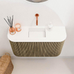 Mondiaz JOYA 73.2cm toiletmeubel - ronding links en rechts kleur Dusk - Wastafel FAYE positie Midden Zonder kraangat kleur Talc. SW1421608