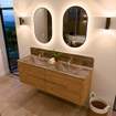Mondiaz CIRO-DLUX Meuble de salle de bains - 150x45x50cm - Plan vasque solid surface Sombra - 2 vasques double - 2 trous de robinet - 4 tiroirs - Chêne SW1531248