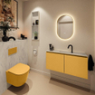 MONDIAZ TURE-DLUX Meuble toilette - 100cm - Ocher - EDEN - vasque Opalo - position centrale - 1 trou de robinet SW1104427