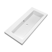 Saniclass Foggia Plan vasque 100x46cm sans trous de robinet avec trop plein et vasque simple marbre minéral Blanc mat SW542360