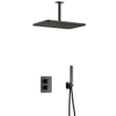 Hotbath Gal IBS40A Ensemble de douche - encastré - douche principale rectangulaire de 27 cm - bras plafond de 15 cm - douchette à main - gunmetal brossé PVD SW656158