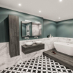 ENSEMBLE DE MEUBLE MONDIAZ LUSH - 120cm - 1 tiroir - lavabo BARCO - 2 lavabos - 0 trous de robinet - anthracite SW409625