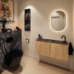 MONDIAZ TURE-DLUX 100cm toiletmeubel Washed Oak. EDEN wastafel Lava positie rechts. Met 1 kraangat. SW1104134