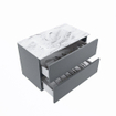 MONDIAZ VICA-DLUX Ensemble meuble de salle de bains - 80cm - meuble bas plata - 2 tiroirs - lavabo encastré cloud central - sans trous de robinet - version haute 60cm - glace SW1088263