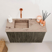 Mondiaz JOYA-DLUX Meuble WC 60cm - couleur Shadow - Lavabo FAYE position Gauche Sans trou de robinet couleur Arena. SW1424790
