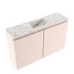 MONDIAZ TURE-DLUX Meuble WC 80 cm Rosee. EDEN vasque Glace position milieu. Avec 1 trou de robinet. SW1103458