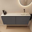 MONDIAZ TURE-DLUX Meuble toilette - 120cm - Dark Grey - EDEN - vasque Ostra - position droite - sans trou de robinet SW1104802
