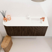 Mondiaz JOYA 91.6cm toiletmeubel - ronding links kleur Walnut - Wastafel FAYE positie Rechts 1 kraangat kleur Talc. SW1421316