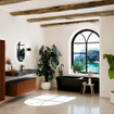 MONDIAZ THOR-DLUX 130cm badmeubel ronding links + rechts kleur Ruby met 1 lade en 2 deuren. Vrijhangende wastafel CLOUD Rechts 1 kraangat kleur Lava. SW1463696