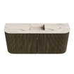 Mondiaz JOYA-DLUX Meuble de salle de bains 93,2cm - arrondis gauche et droite couleur Shadow - Vasque FAYE position Milieu 1 trou de robinet couleur Nata SW1425016