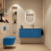 MONDIAZ TURE-DLUX Meuble toilette - 120cm - Jeans - EDEN - vasque Frappe - position centrale - 1 trou de robinet SW1102847
