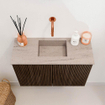 Mondiaz JOYA-DLUX Meuble de toilette 60cm - couleur Walnut - Vasque FAYE position Milieu Sans trou de robinet couleur Saba SW1424629