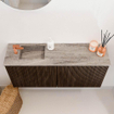 Mondiaz JOYA-DLUX 90cm meuble de salle de bains - couleur Walnut - Vasque FAYE position Gauche 1 trou de robinet couleur Oza. SW1424581