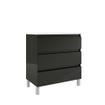 Saniclass Chaci PLUS Ensemble meuble de salle de bains - 80x86x46cm - lavabo en céramique blanc - 1 vasque - 1 trou de robinet - 3 tiroirs - miroir rectangulaire - noir mat SW926050