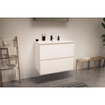 Nemo Go Ensemble de meuble - 60x65x45.5cm - 2 tiroirs - sans poignée - 1 vasque Blanc mat - 1 trous de robinet - avec armoire toilette - MDF standard white SW911664