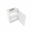 MONDIAZ TURE-DLUX Meuble toilette - 40cm - Talc - EDEN - vasque Ostra - position gauche - sans trou de robinet SW1104646