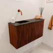 Mondiaz JOYA-DLUX 81.6cm toiletmeubel - ronding rechts kleur Ruby - Wastafel FAYE positie Links Zonder kraangat kleur Lava. SW1423694