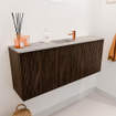 Mondiaz JOYA-DLUX 100cm meuble de salle de bains - couleur Walnut - Vasque FAYE position Milieu 1 trou de robinet couleur Glace. SW1422380