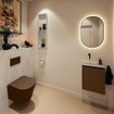 MONDIAZ TURE-DLUX Meuble toilette - 40cm - Rust - EDEN - vasque Opalo - position gauche - sans trou de robinet SW1104572