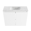 MONDIAZ TURE-DLUX Meuble de toilette 60 cm Talc. Lavabo EDEN Opalo position milieu. Sans trou de robinet. SW1104148