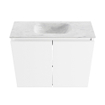 MONDIAZ TURE-DLUX Meuble toilette - 60cm - Talc - EDEN - vasque Opalo - position centrale - sans trou de robinet SW1104148