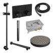 BRAUER Stripe Thermostatische Inbouw Regendouche - drukknoppen - SET 31 - 25cm douchekop - rechte muurarm - staaf handdouche - doucheslang - geïntegreerde glijstang - mat zwart SW1435159