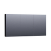 BRAUER Dual Spiegelkast - 140x70x15cm - verlichting - geintegreerd - 3 links- rechtsdraaiende spiegeldeur - MDF - mat zwart SW370056
