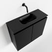 MONDIAZ TURE Kit lave-mains - 60x23x50cm - 0 trous de robinet - 2 portes - urban mat - Lavabo au centre - Solid Surface Noir SW475255