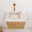 Mondiaz JOYA-DLUX 40cm toiletmeubel - kleur Oak - Wastafel FAYE positie Links Zonder kraangat kleur Nata. SW1423994