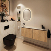 MONDIAZ TURE-DLUX Meuble WC 120 cm Washed Oak. EDEN lavabo Ostra position gauche. Avec 1 trou de robinet. SW1105139