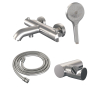Brauer Brushed Edition Badkraan opbouw - douchegarnituur - 2 gladde knoppen - handdouche rond 3 standen - PVD - geborsteld nikkel SW568383