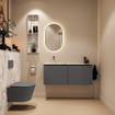 MONDIAZ TURE-DLUX Meuble toilette - 120cm - Dark Grey - EDEN - vasque Glace - position gauche - sans trou de robinet SW1103257
