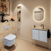 MONDIAZ TURE-DLUX Meuble toilette - 60cm - Clay - EDEN - vasque Frappe - position centrale - 1 trou de robinet SW1102707