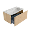 MONDIAZ KURVE-DLUX 80cm Meuble salle de bain - couleur Oak - 1 tiroir - vasque BIG SMALL centre - 1 trou de robinet - couleur Glace SW1137902