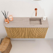 Mondiaz JOYA-DLUX 81.6cm meuble de toilette - arrondi gauche couleur Chêne - Vasque FAYE position Droite Sans trou de robinet couleur Saba SW1424207