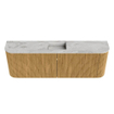 Mondiaz JOYA-DLUX 123.2cm toiletmeubel - ronding links en rechts kleur Oak - Wastafel FAYE positie Midden 1 kraangat kleur Glace. SW1422074