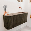 Mondiaz JOYA-DLUX 91.6cm meuble de salle de bains avec WC - arrondi gauche couleur Shadow - Vasque FAYE position Droite Sans trou de robinet couleur Arena SW1424851