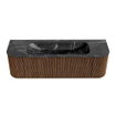 MONDIAZ KURVE-DLUX 150cm Meuble salle de bain avec module 25 G et D - couleur Walnut - 1 tiroir - 2 portes - vasque BIG MEDIUM centre - 1 trou de robinet - couleur Lava SW1137245