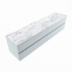 MONDIAZ VICA-DLUX Ensemble meuble de salle de bains - 200cm - meuble bas clay - 4 tiroirs - lavabo encastré cloud à droite - sans trous de robinet - version haute 60cm - glace SW1088203