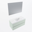 Mondiaz VICA ensemble de meuble de salle de bain - 100cm - meuble sous-vasque greey - 2 tiroirs - lavabo denia milieu - 1 trou de robinet - couleur Blanc Brillant - miroir LED - version XL 60cm haut SW1091943