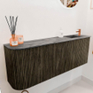 Mondiaz JOYA-DLUX Meuble de salle de bains 111.6cm - arrondi gauche couleur Shadow - Vasque FAYE position Droite 1 trou de robinet couleur Sombra. SW1425231