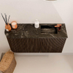 Mondiaz JOYA-DLUX 81.6cm meuble de salle de bains - arrondi gauche couleur Walnut - Vasque FAYE position Droite 1 trou de robinet couleur Lava. SW1422454