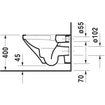 Duravit Durastyle pack cuvette suspendue sans bride à chasse profonde abattant blanc SW85523