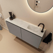MONDIAZ TURE-DLUX Meuble toilette - 100cm - Smoke - EDEN - vasque Opalo - position droite - 1 trou de robinet SW1126212