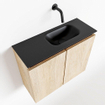 MONDIAZ TURE Kit lave-mains - 60x23x50cm - 0 trous de robinet - 2 portes - chêne blanchi mat - Lavabo à droite - Solid Surface Noir SW475472