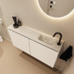 MONDIAZ TURE-DLUX Meuble toilette - 100cm - Talc - EDEN - vasque Ostra - position droite - 1 trou de robinet SW1104685