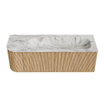 MONDIAZ KURVE-DLUX 135cm Meuble salle de bain avec module 25 G - couleur Oak - 1 tiroir - 1 porte - vasque BIG MEDIUM droite - sans trou de robinet - couleur Glace SW1137938